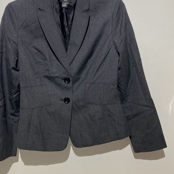 Ann Taylor Women's Gray Wool Blend Notch Lapel Two Button Blazer Size 8P - Picture 3 of 10